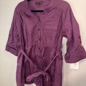 Elegant Purple maternity Button Down Shirt